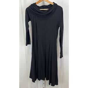 CHALET  Size XS Caroline Knit Dress Long Sleeve Cowl Neck A-Line Midi Black